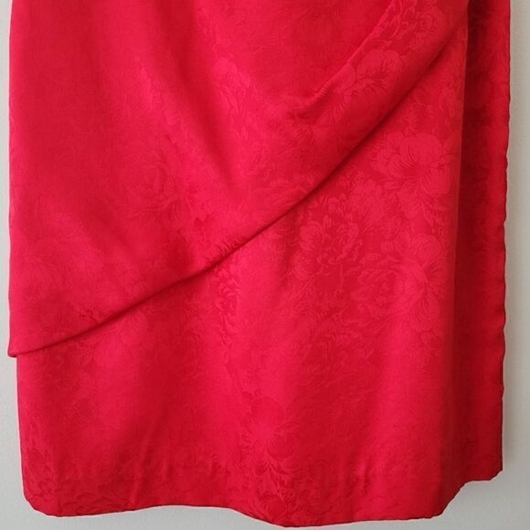 Oleg Cassini 100% Silk Dress Bright Red  Vintage 8 - Picture 3 of 9